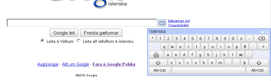 klawiatura islandzka klawiatura islandzka
