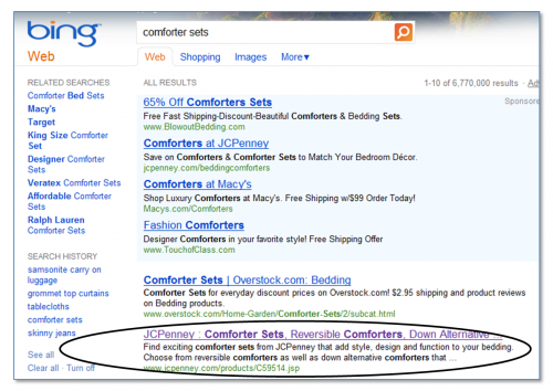 Bing SERPy comforted sets, jcpenney na drugim miejscu Bing SERPy comforted sets, jcpenney na drugim miejscu