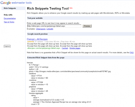 rich snippet testing tool