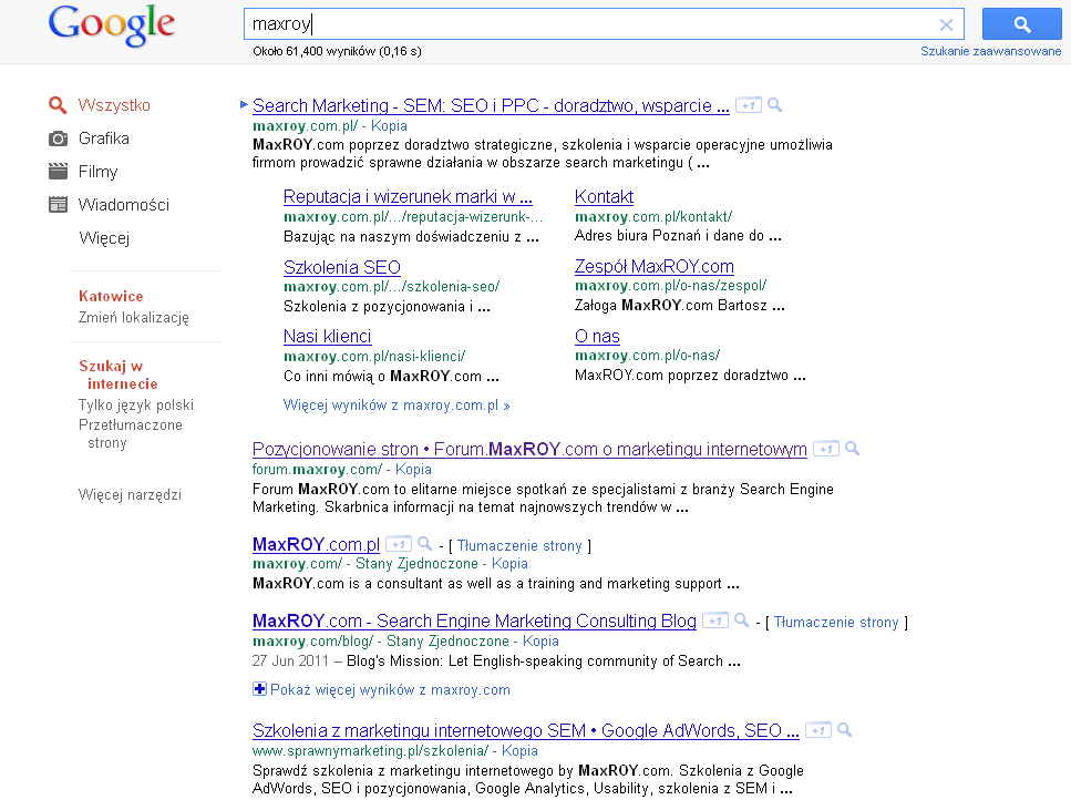 Klasyczne witryny google