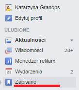 Zapisane linki Facebook